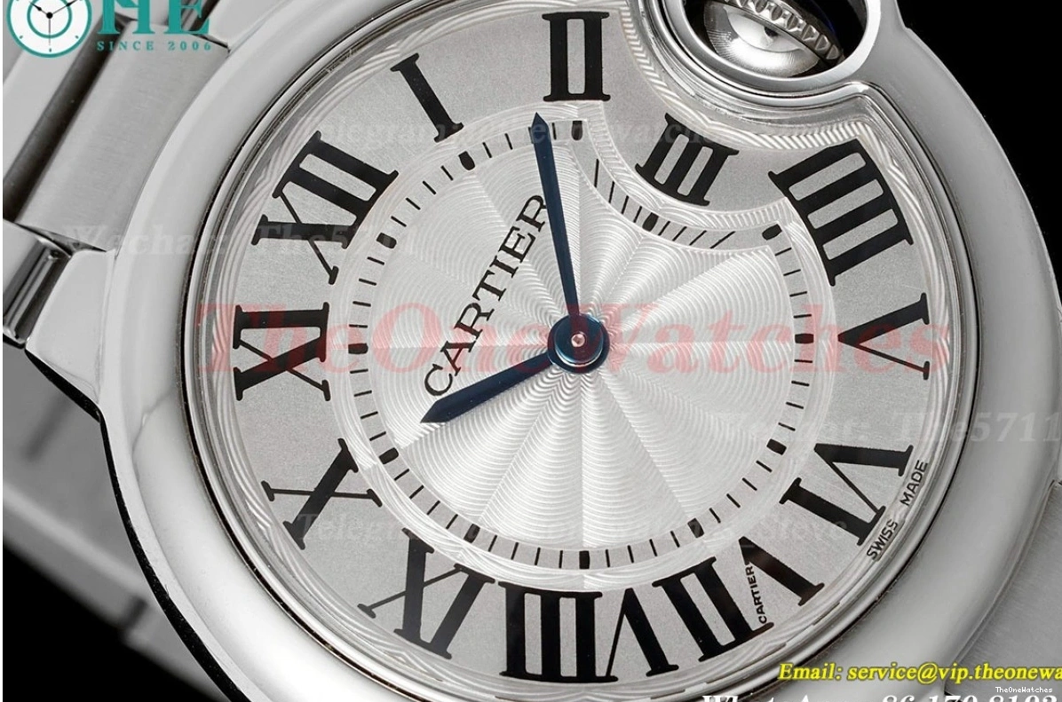 White Dial AF SS Bleu SS Cartier Ballon De Quartz 33mm 0327